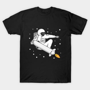 Astronaut Ride Rocket Skateboard T-Shirt